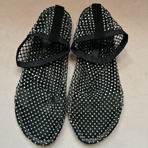 Black Mesh Rhinestone Women's Sandals